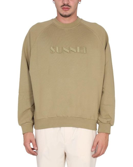 Sunnei Natural Sweatshirt With Logo Embroidery for men