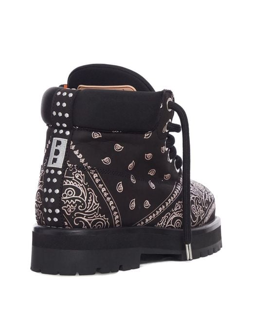 PDF Black Bandana-Print Lace-Up Boots for men