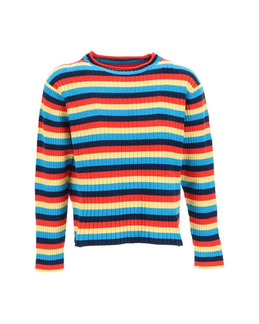 Wales Bonner Striped Crewneck Sweater in Blue for Men | Lyst