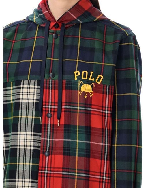 Polo Ralph Lauren Red Patchwork Plaid Shirt Jacket