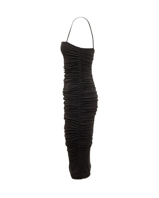 Pinko Black Draped Asymmetric Hem Dress