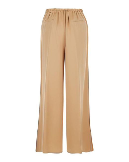 Forte Forte Natural Pants With Rear Elastic Waist And Wide Leg