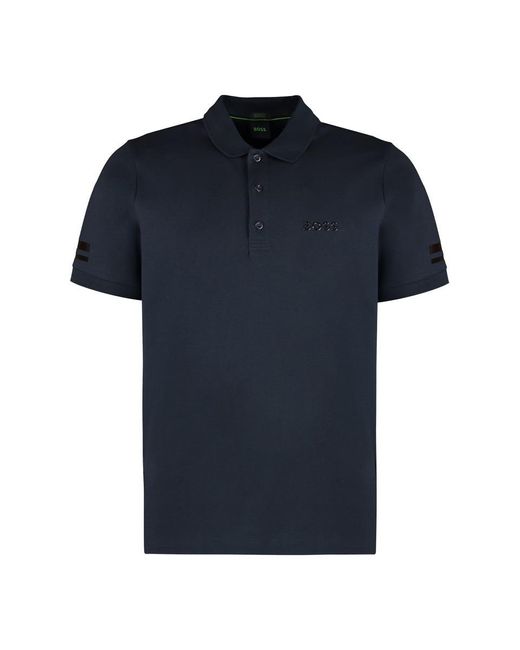 Boss Blue Stretch Cotton Short Sleeve Polo Shirt for men