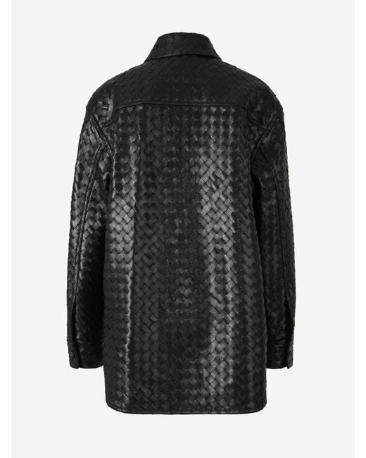 Bottega Veneta Black Intrecciato Leather Jacket