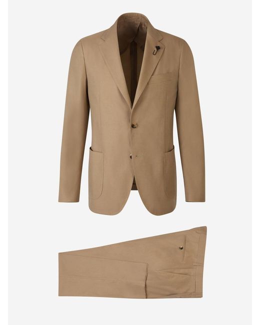 Lardini Natural Plain Cotton Suit for men