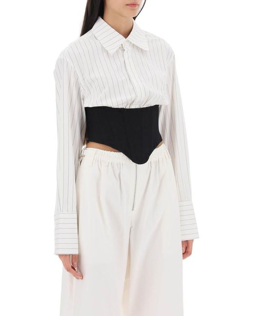 Dion Lee White Cropped Shirt With Underbust Corset