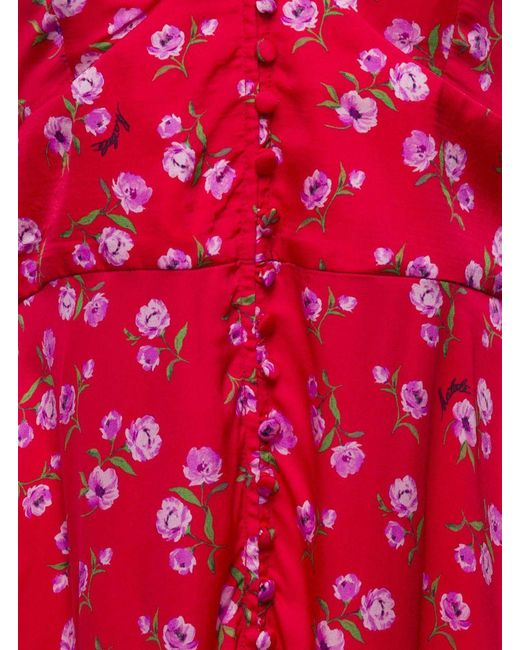 ROTATE BIRGER CHRISTENSEN Red Mini Dress With Floral Print