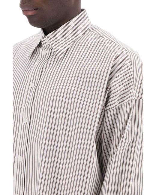 Dolce & Gabbana White "Oversized Striped Poplin Shirt for men
