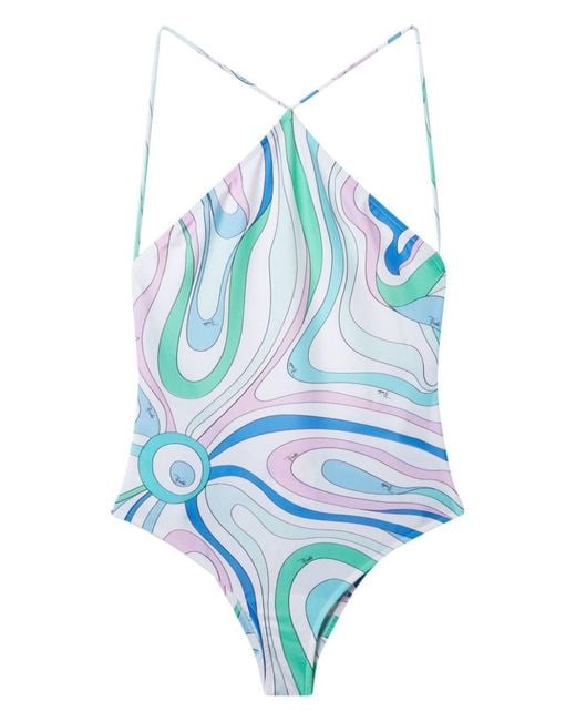 Emilio Pucci Blue Printed Lycra Swimsuit