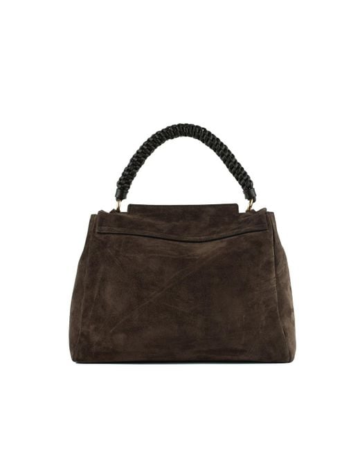 Orciani Black Sveva Scooby Peach Medium Suede Shoulder Bag With Shoulder Strap