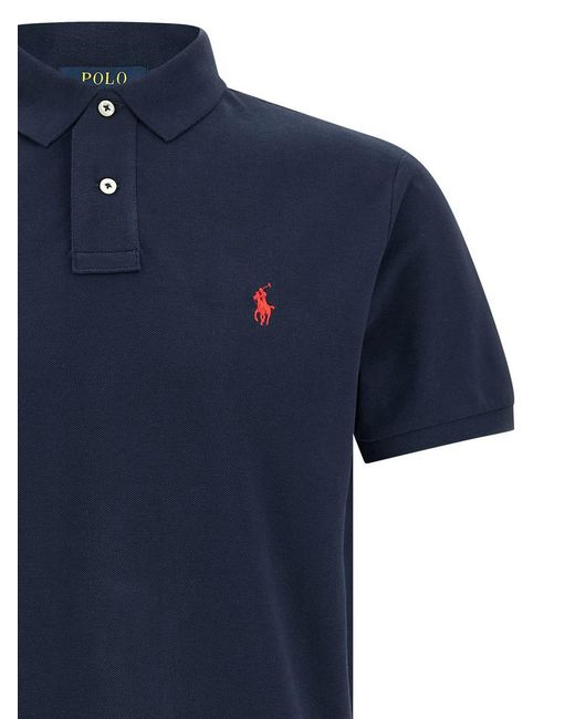 Polo Ralph Lauren Blue Logo Embroidery Polo Shirt for men