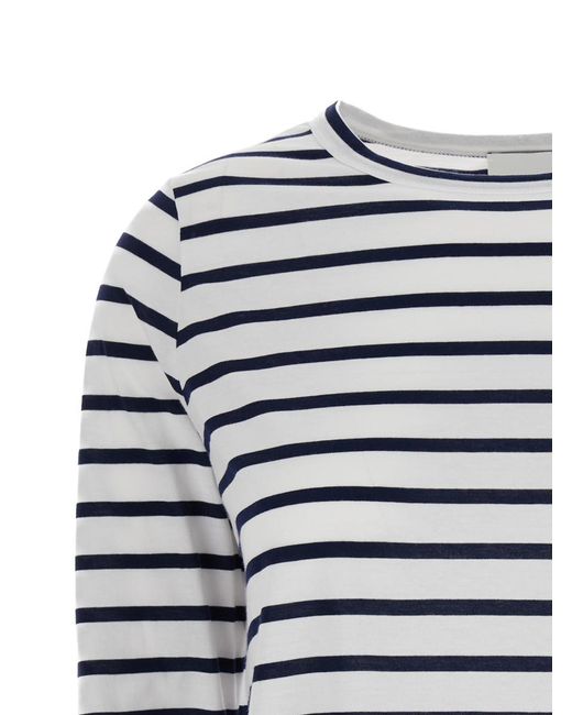Allude Blue Striped Long Sleeve T-Shirt