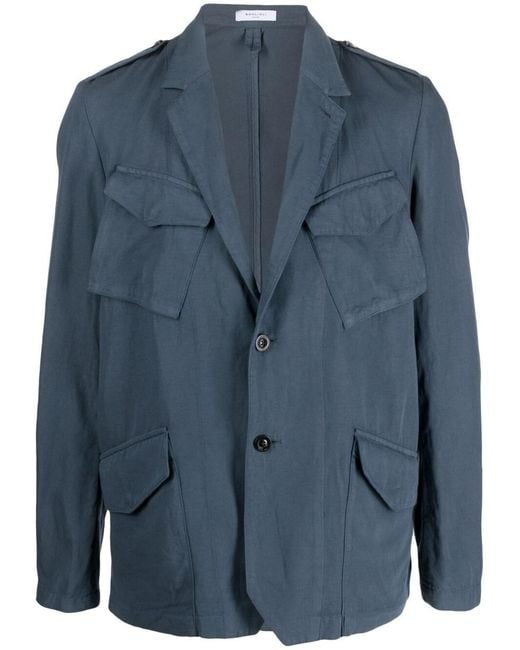 Boglioli Blue Blen Linen Single-breasted Jacket for men