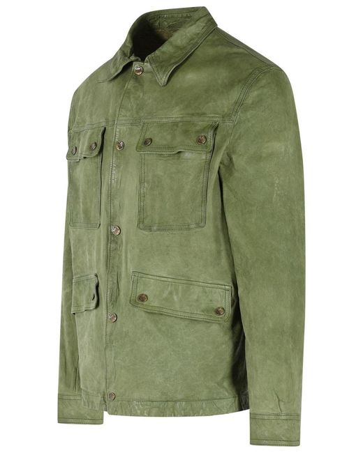 Salvatore Santoro Green Leather Jacket for men