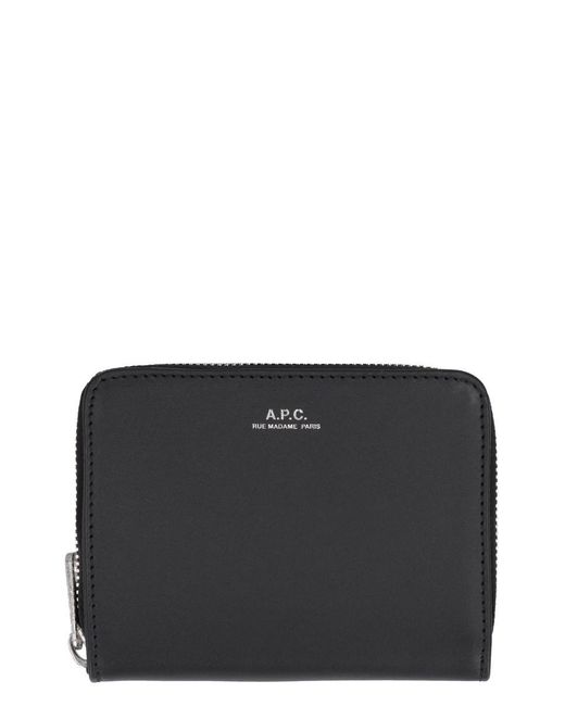 A.P.C. Black Emmanuel Leather Wallet for men
