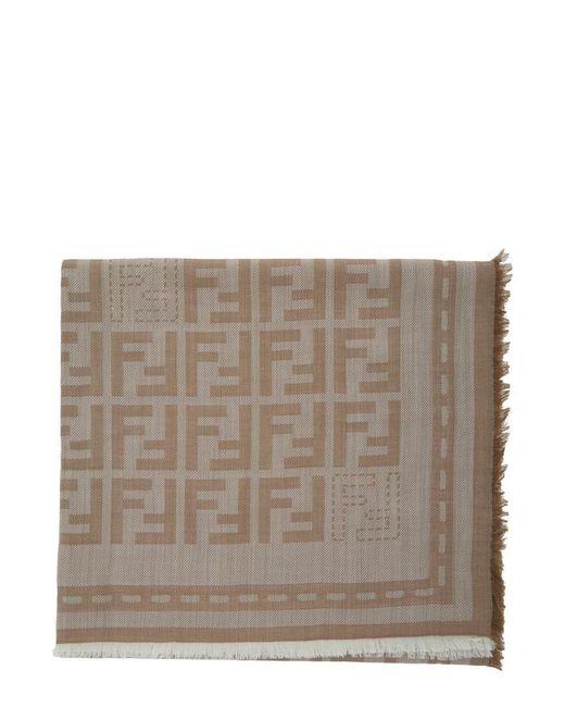Fendi Brown Wool Ff Scarf