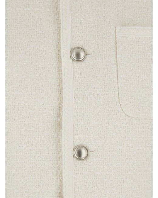 DUNST White Oversize Collarless Jacket
