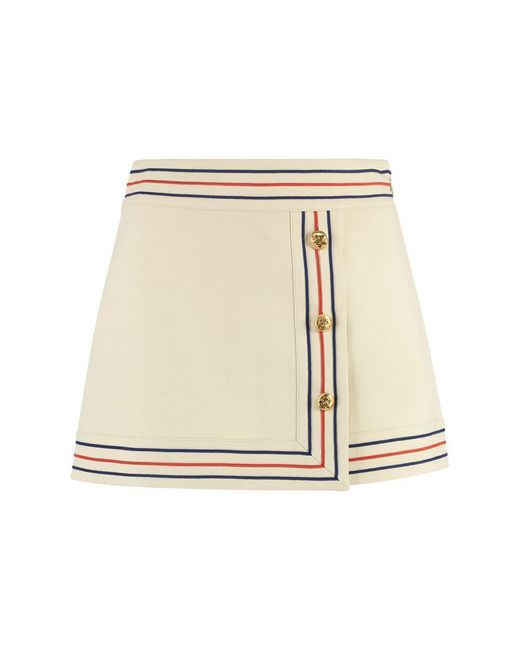 Gucci Natural Striped-pattern Cotton-blend Mini Skirt