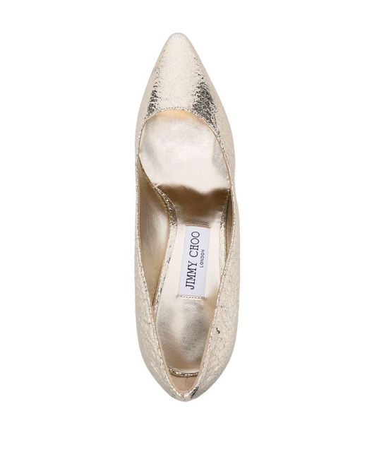 Jimmy Choo White Cracked Effect Leather Mini Romy Pumps 85