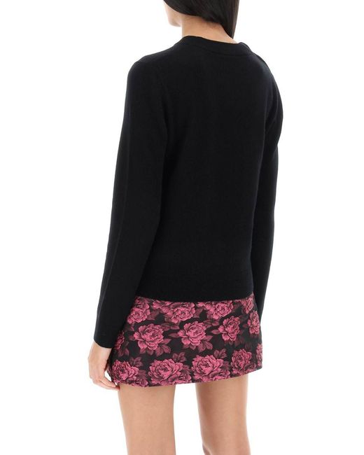 Ganni Black Sweater With Butterfly Buttons