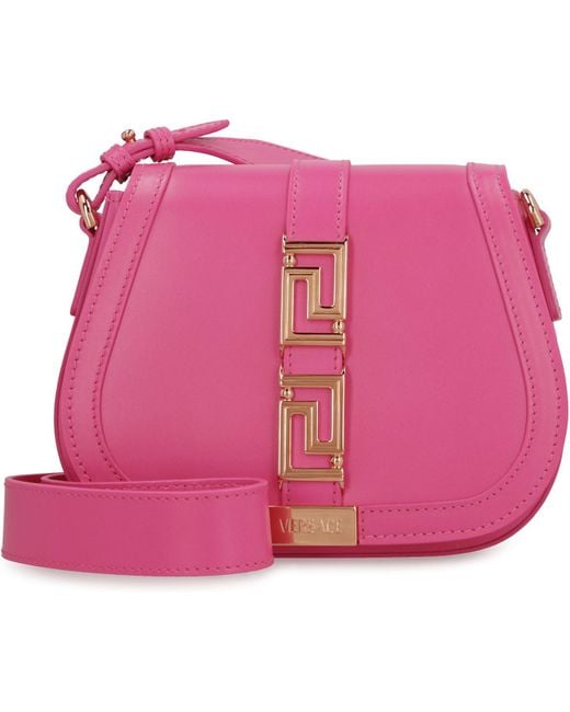 Versace Pink Greca Goddess Leather Shoulder Bag