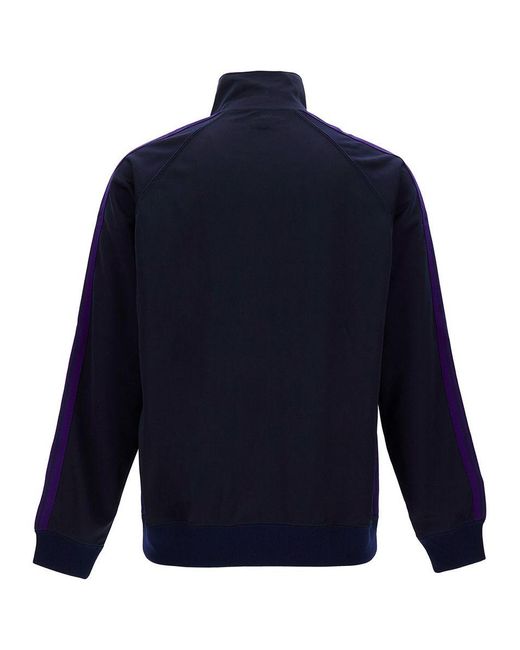 Needles Blue High-neck Sweatshirt With Logo Embroidery In Tech Fabric Man for men