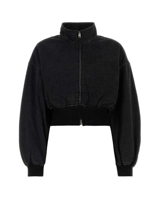 Alexander Wang Black Slate Denim Bomber Jacket