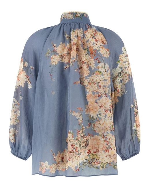 Zimmermann Blue 'Cascadian Billow' Blouse