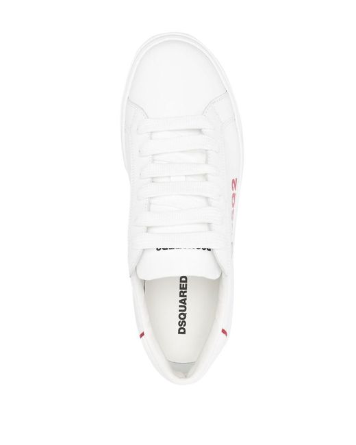 DSquared² White Logo Leather Sneakers for men