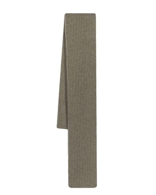 Ganni Natural Ribbed-knit Rectangle Scarf