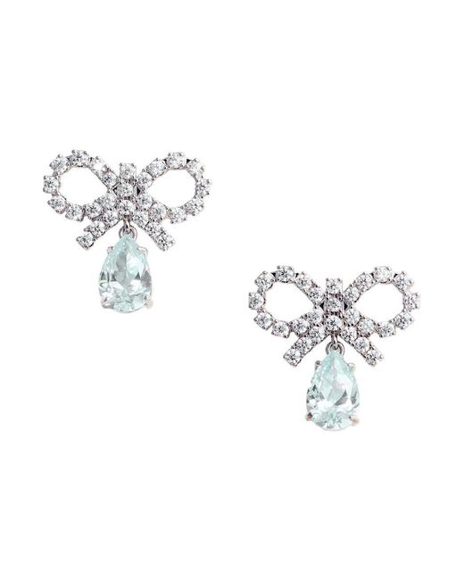 Self-Portrait Metallic Earings With Bow Charm And Pendent Droplet Detail