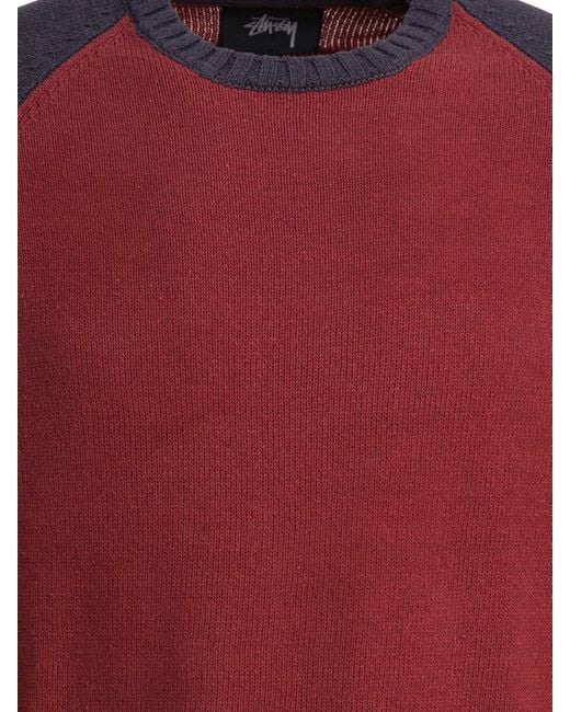 Stussy Colorblocked Raglan Crew in Red for Men | Lyst