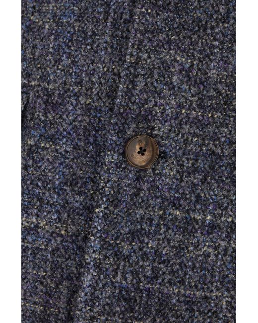 Etro Blue Single-Breasted Wool Coat With Pockets for men