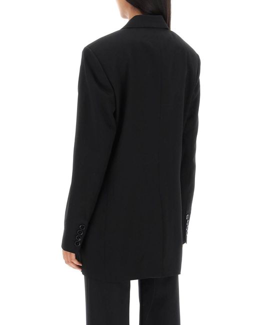 Acne Black Double-breasted Jacket In Herringbone Fabric