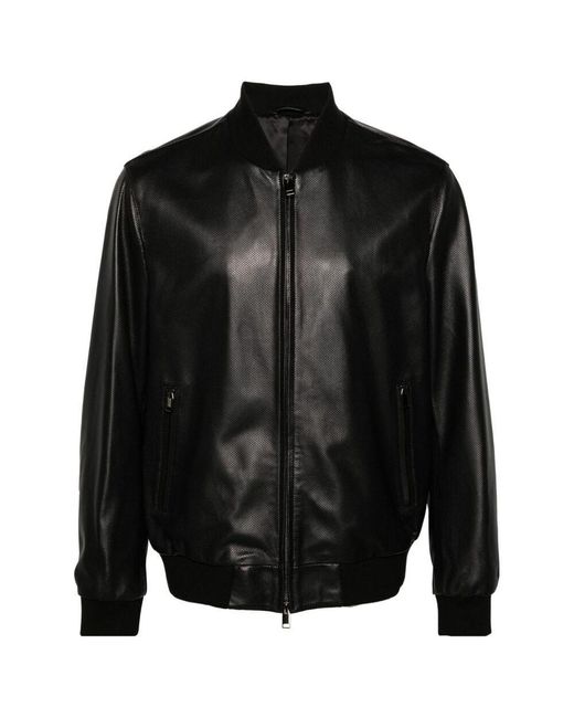 Brioni Black Leather Outerwears for men