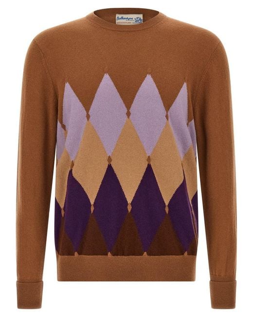 Ballantyne Brown Argyle Sweater for men