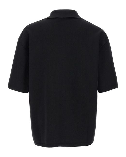 AMI Black V-Neck Polo Shirt With Oversized Fit