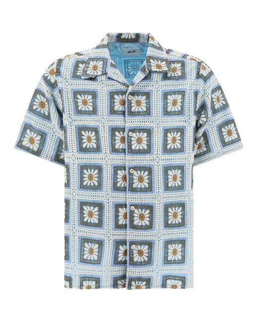 NN07 Blue "julio Crochet" Shirt for men