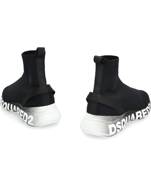 DSquared² Black Fly Knitted Sock-Style Sneakers for men
