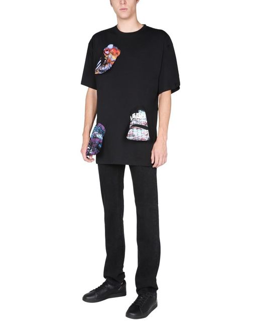 Raf Simons Black T-Shirt With Printed Details for men