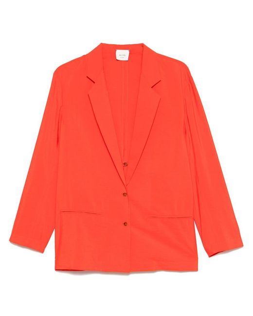 Alysi Red Silk Blend Single-Breasted Blazer Jacket