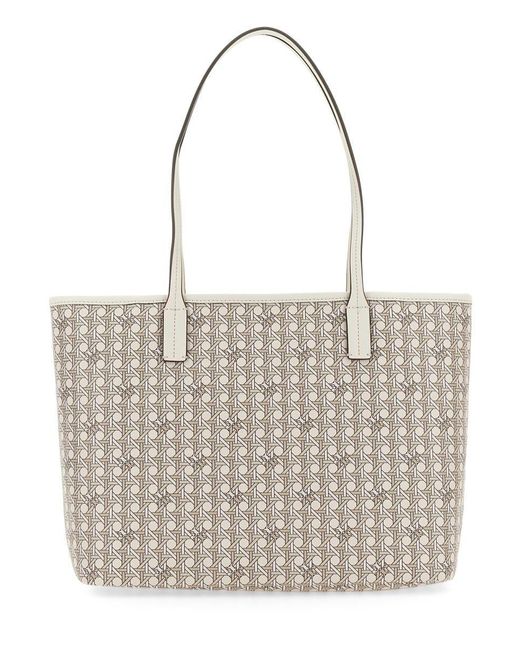 Tory Burch Small Ever-ready Basketweave Print Tote Bag in Natural | Lyst