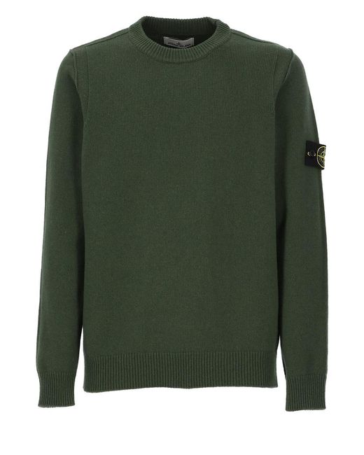 Stone Island Military Green Lambswool Sweater for Men | Lyst
