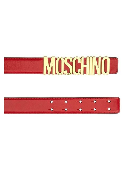 Moschino White Logo-Embellished Leather Belt