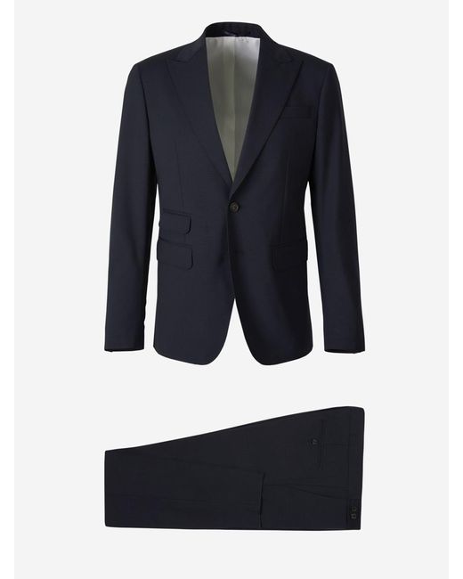 DSquared² Blue Plain Wool Suit for men