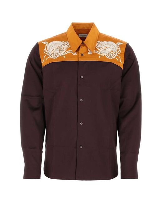 Dries Van Noten Purple Two-Tone Satin Shirt for men