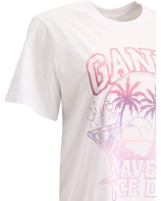 Ganni Pink "Have A Nice Day" T-Shirt