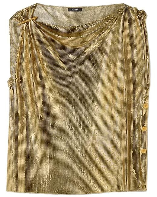 Versace Green Metallic Mesh Blouse