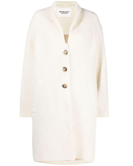 Isabel Marant White Fine-knit Single Breasted Coat