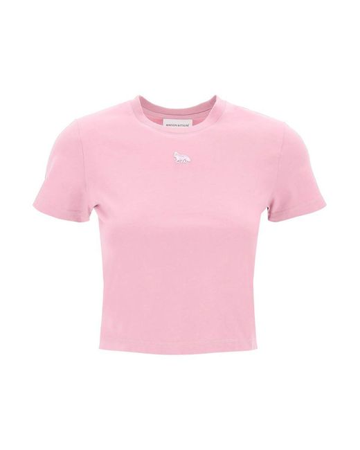 Maison Kitsuné Pink "Cropped Baby Fox T Shirt